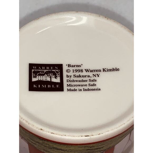 Barn Mug Warren Kimble Barns by Sakura NY 1998 Ceramic C Handle Coffee Red Cup - Picture 8 of 8